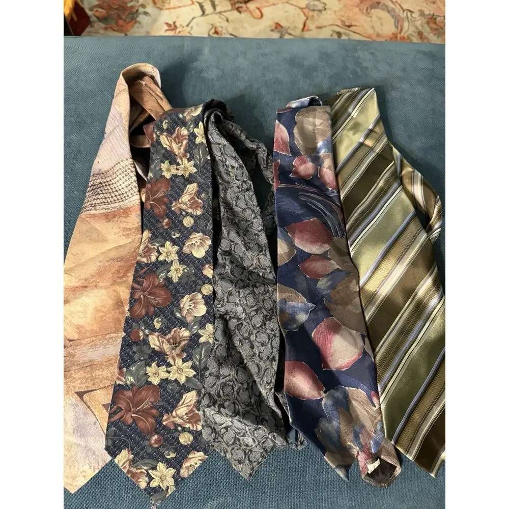 Vintage 60s Thru Y2k Necktie Lot of 60 Silk, Cotton, Fat, Poly, Abstract, Stripe